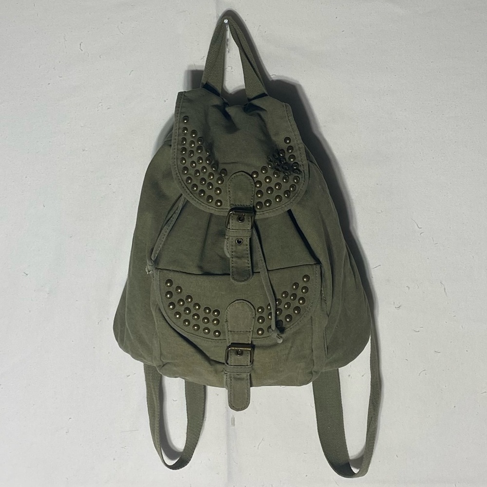 5/$25 Army Green Studded Canvas Backpack